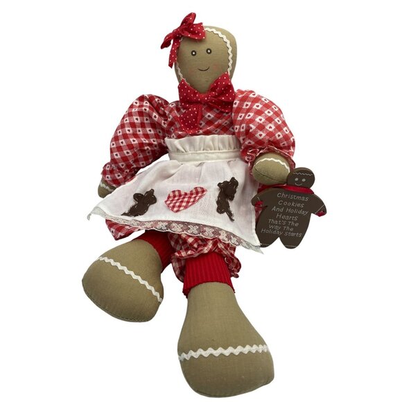 Vintage 1995 House Of Lloyd Christmas Gingerbread Doll, Apron & Bow Shelf Sitter - Picture 9 of 13